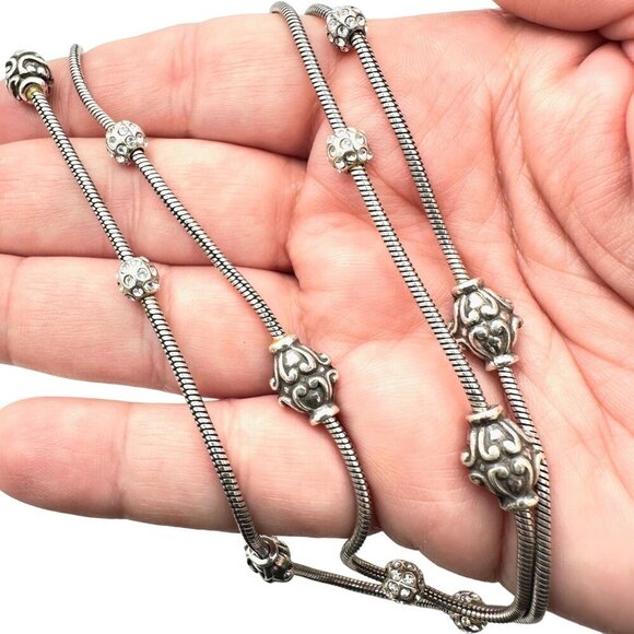 Brighton Womens Necklace Silver Crystal Ball Stations 16- 18 Inch - Picture 3 of 3